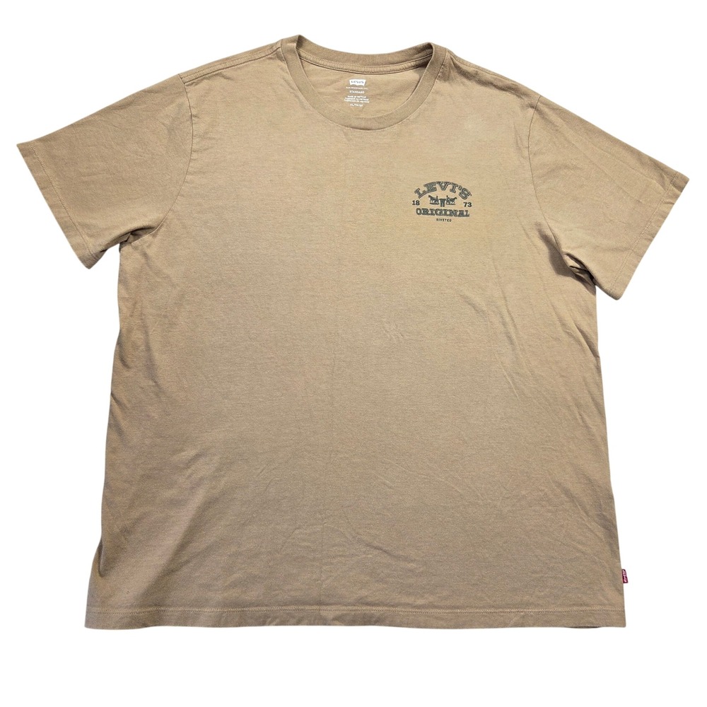 Levis Mens XL Tan Buffalo Graphic T-Shirt Short Sleeve Cotton Standard Fit Tee